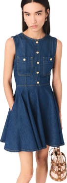 maje Short flared denim dress