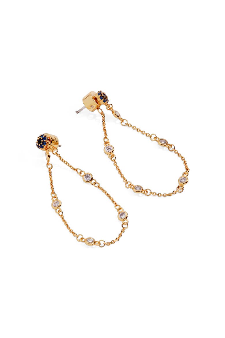 Evil Eye Front to Back Chain Earring, Alternate, color, Gold Blue