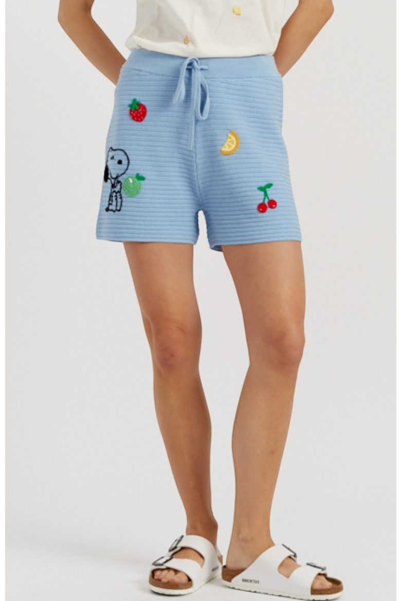 Cotton Snoopy Crochet Shorts, Main, color, Light Blue