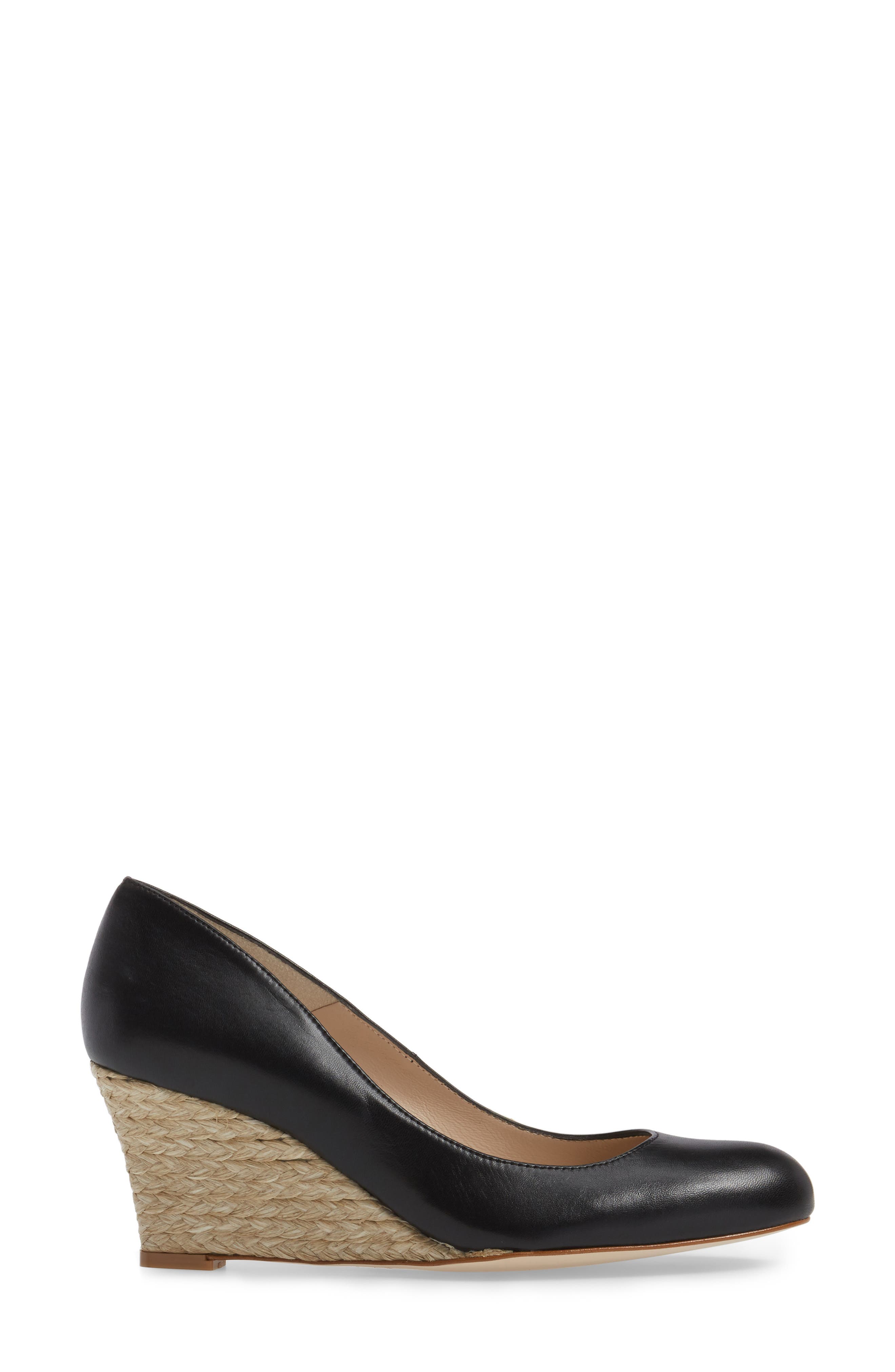 L.K. Bennett 'Zella' Wedge, Alternate, color, BLACK LEATHER