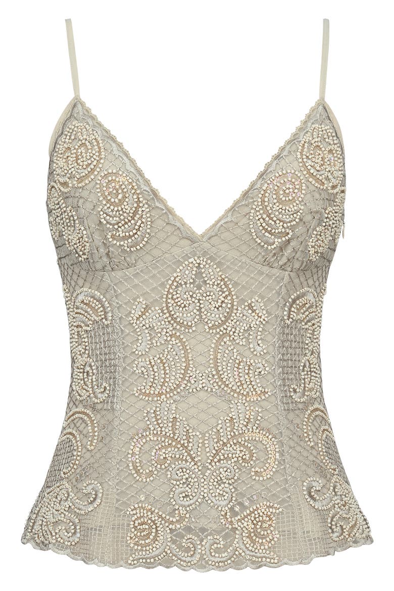 Catarina Beaded Georgette Camisole, Alternate, color, VINTAGE IVORY