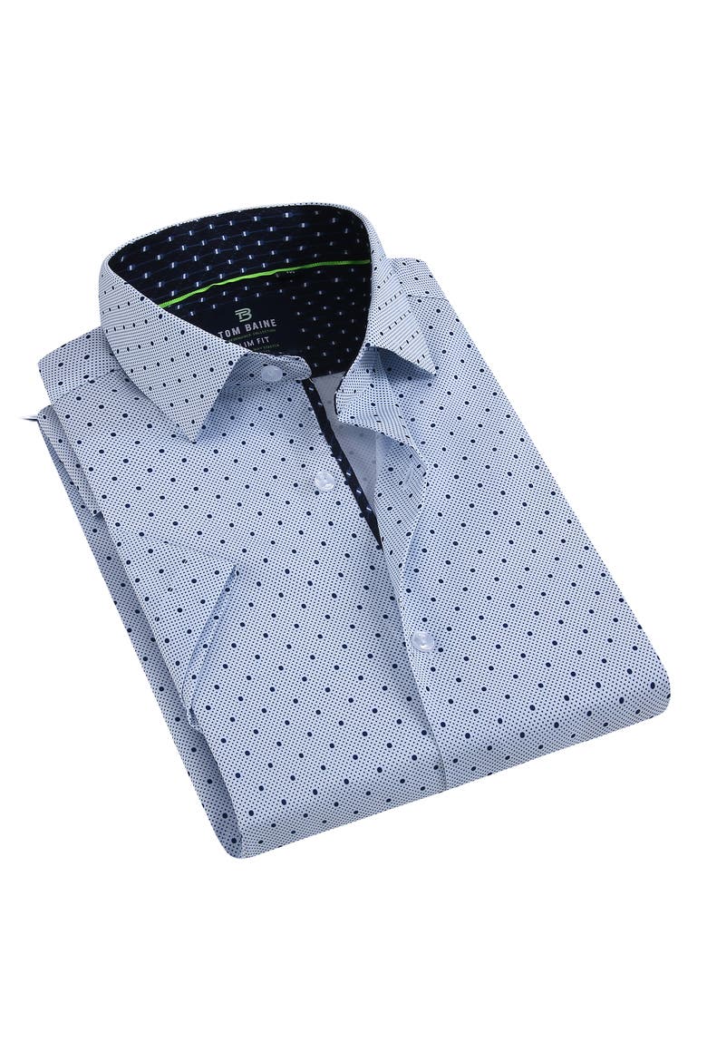 Slim Fit Performance Short Sleeve Button-Up Shirt, Alternate, color, BLUE
