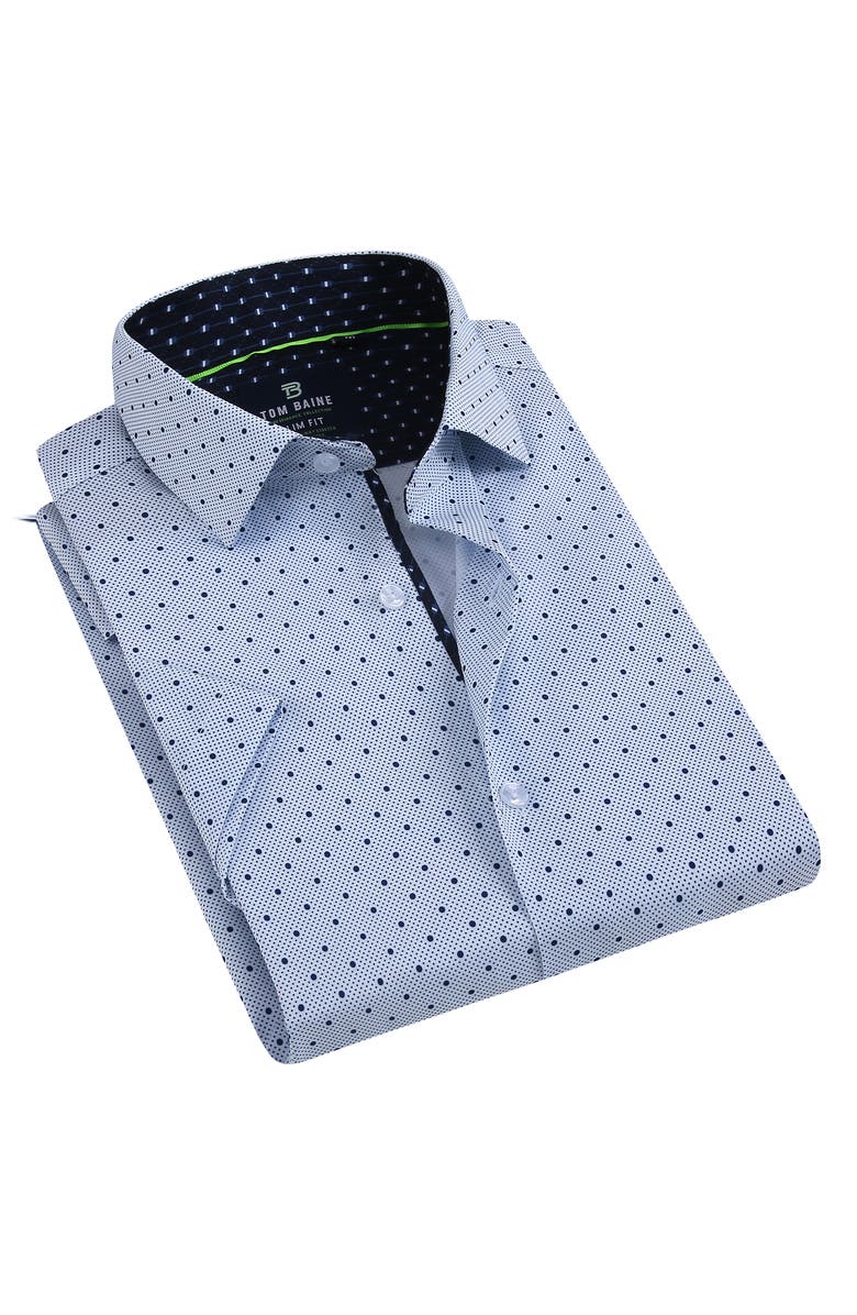 TOM BAINE Slim Fit Performance Short Sleeve Button-Up Shirt, Alternate, color, Blue