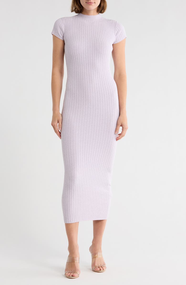 Good American Terry Ribbed T-Shirt Dress, Main, color, Lavender