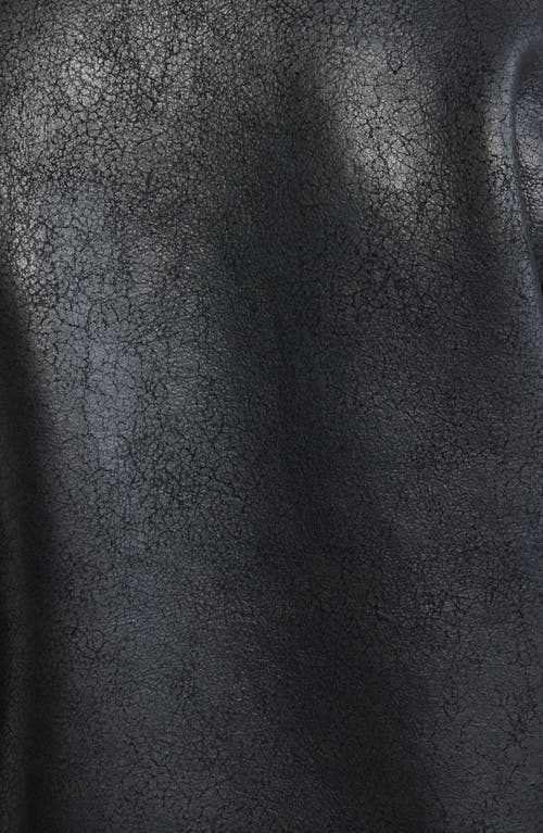 Thread & Supply Faux Shearling Trim Faux Leather Jacket In Black