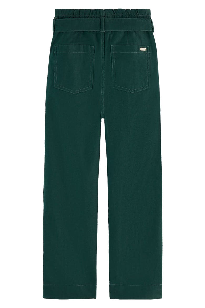 Kids' Paperbag Waist Belted Cotton Pants, Alternate, color, AMSTERDAM GREEN