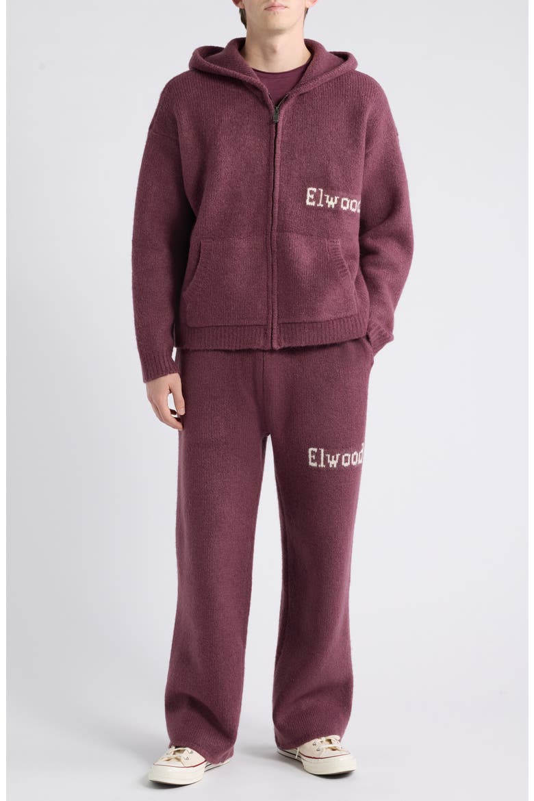 Intarsia Logo Baggy Sweatpants, Alternate, color, MAROON