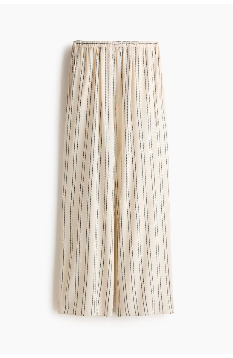 H&M Wide Drawstring Trousers, Main, color, Light Beige/Blue Striped