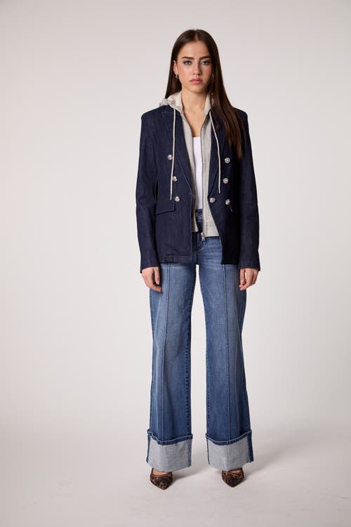 Blue Revival Helen Blazer With Removable Grey Hoodie Insert In Blue