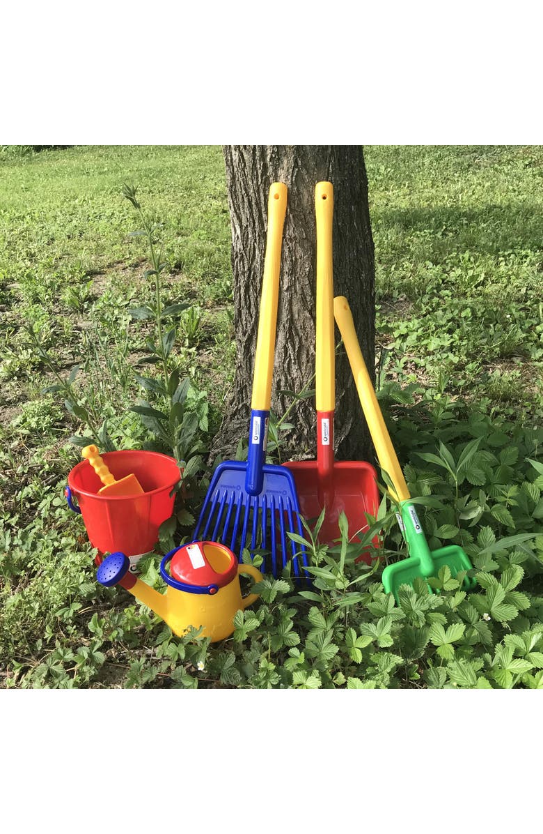 SPIELSTABIL Sturdy Children's Long Handled Leaf Rake Perfect Kids Gardening Tools, Kids Rakes, and Outside Toys for Ages 2 & Up, Alternate, color, Blue Multi