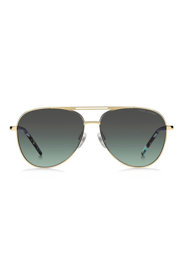 59mm Gradient Pilot Sunglasses, Main, color, GOLD BLUE/ GREY GREEN