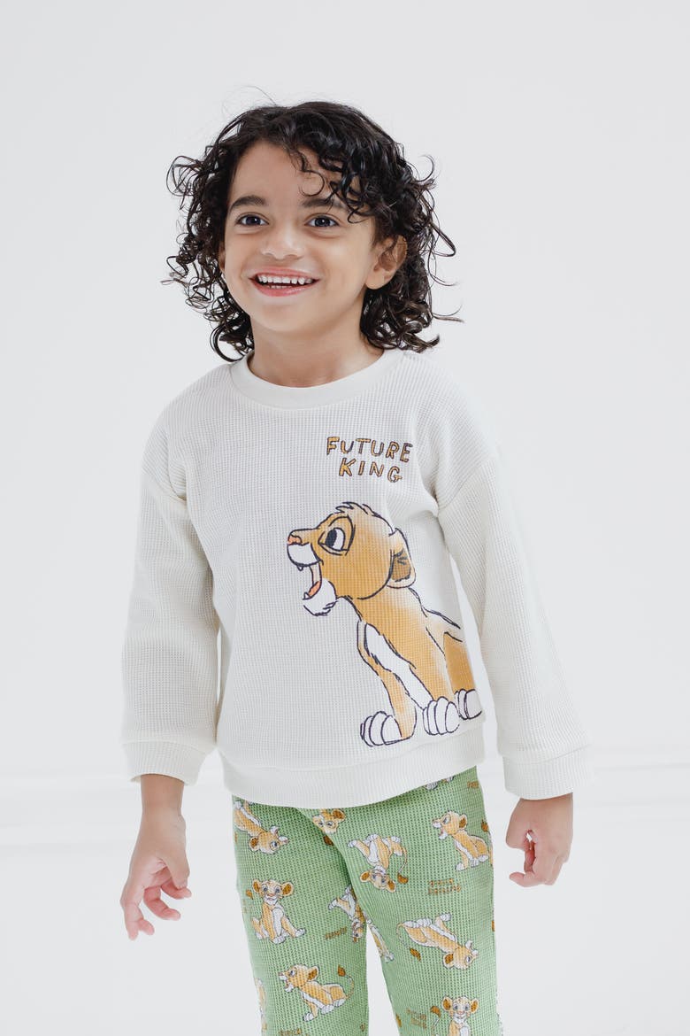 Lion King Loungewear 2-Piece Sweatshirt and Pants Set, Alternate, color, Simba Sage Green