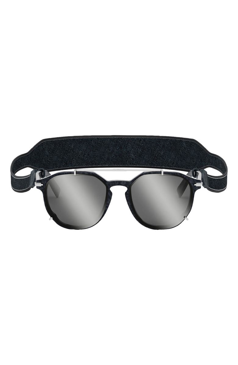 DIOR 'DiorBlackSuit RI 56mm Mirrored Round Sunglasses, Main, color, 