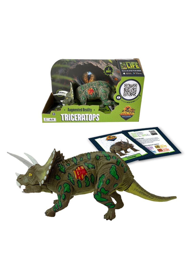 Ar Dinosaur Xl and Brick Combo 10 Inch Triceratops Figure, Alternate, color, Multicolored