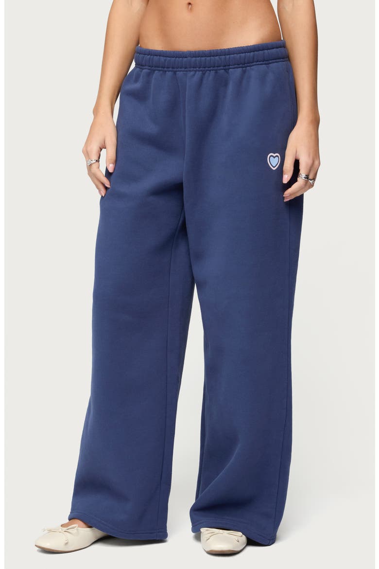 Glitter Girl Straight Leg Sweatpants, Main, color, NAVY