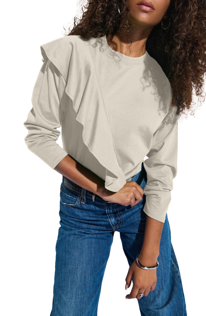 Nation LTD Farrah Ruffle Long Sleeve Top, Main, color, Parchment