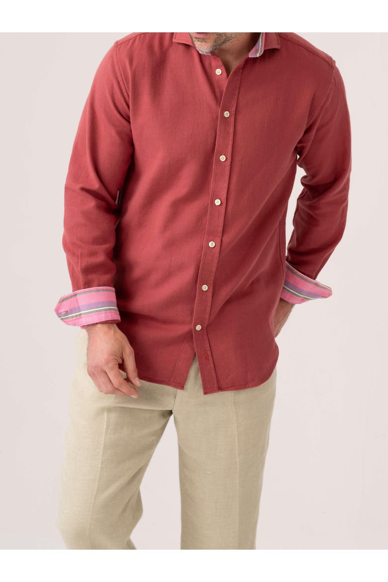 Brushed Cotton Long Sleeve Shirt, Main, color, Coral