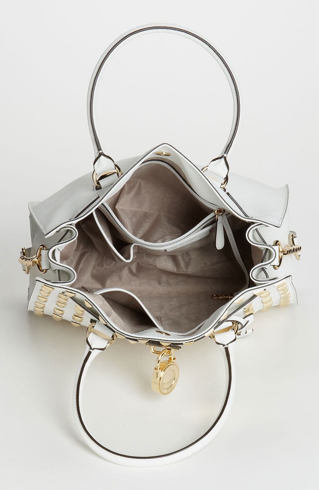 'Hamilton - Large' Studded Leather Tote, Alternate, color, OPTIC WHITE