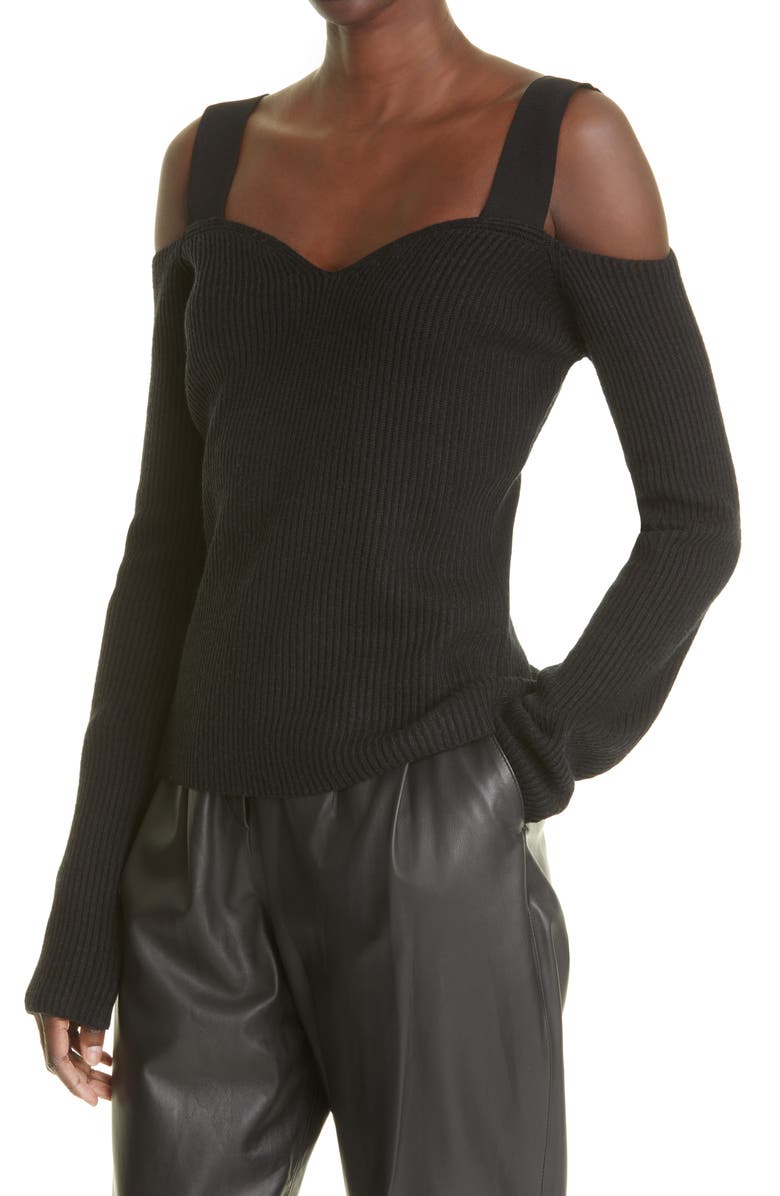 Helmut Lang Off the Shoulder Rib Top, Alternate, color, 