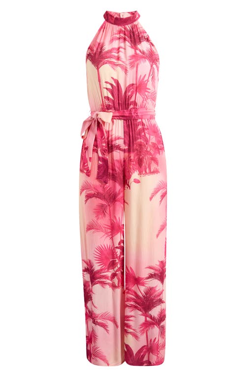 Lipsy Palm Tree Print Halter Jumpsuit