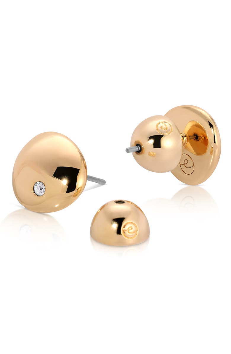 Ettika Polished Pebble Cubic Zirconia Stud Earrings, Alternate, color, Gold
