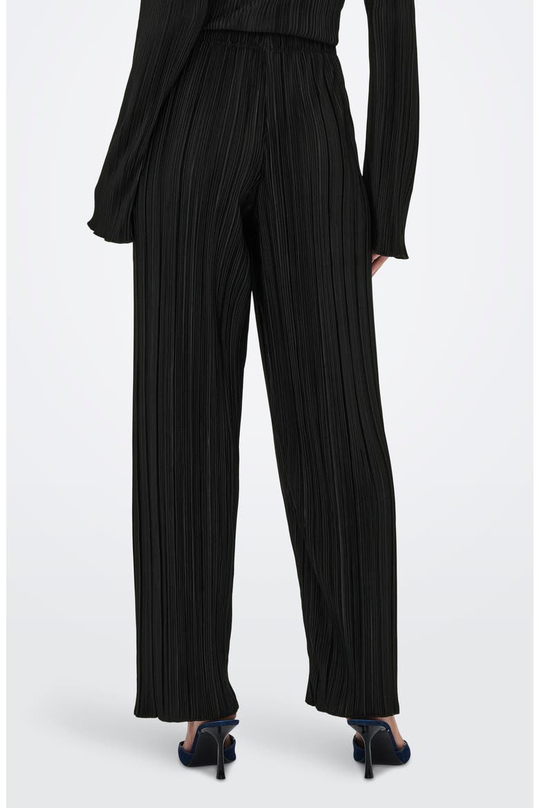 Pery High Waist Plissé Flare Leg Pants, Alternate, color, BLACK