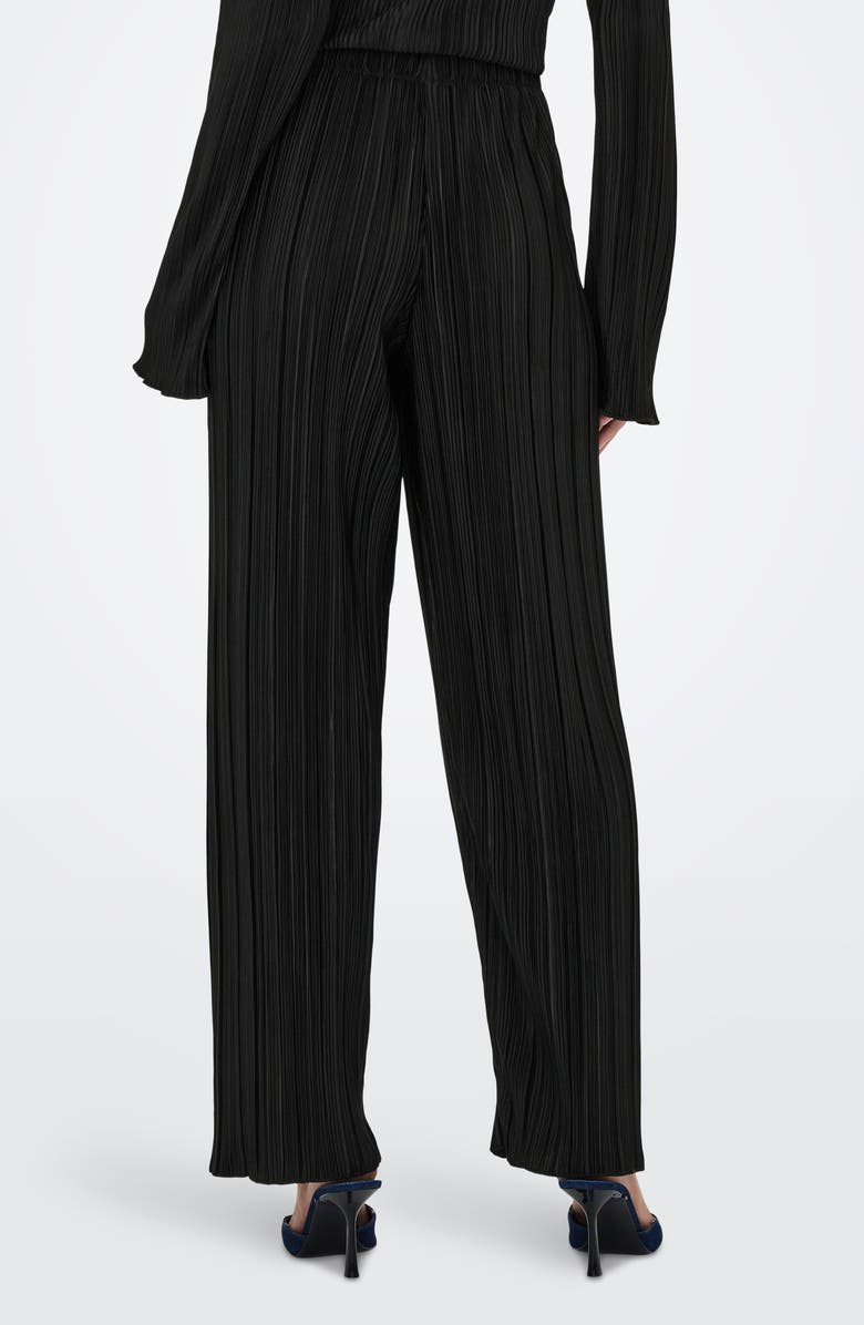 Only Pery High Waist Plissé Flare Leg Pants, Alternate, color, Black