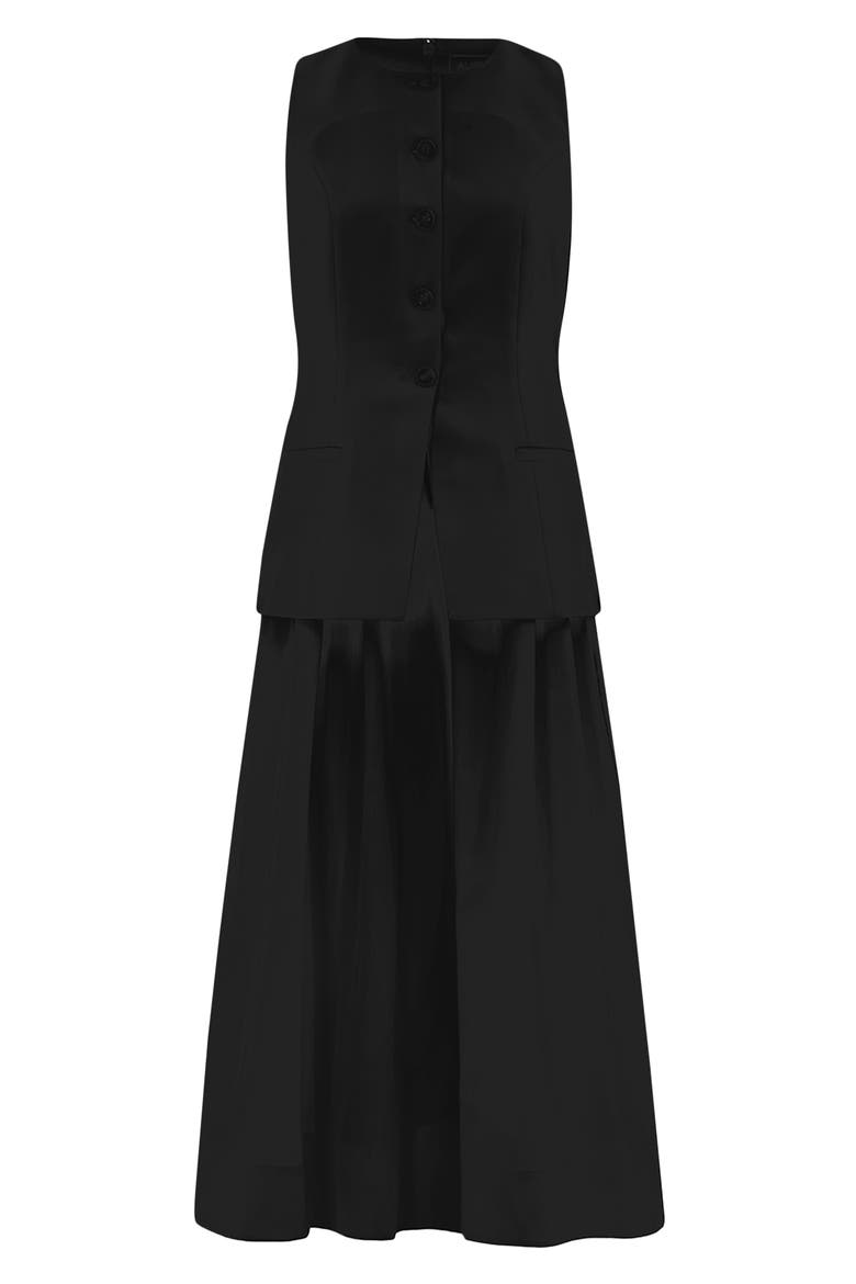 Harley Mixed Media Sleeveless Dress, Alternate, color, BLACK