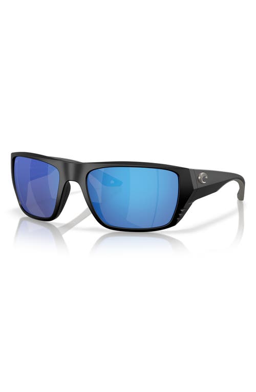 Costa Del Mar 59mm Polarized Square Sunglasses In Black/bright Blue Mirror