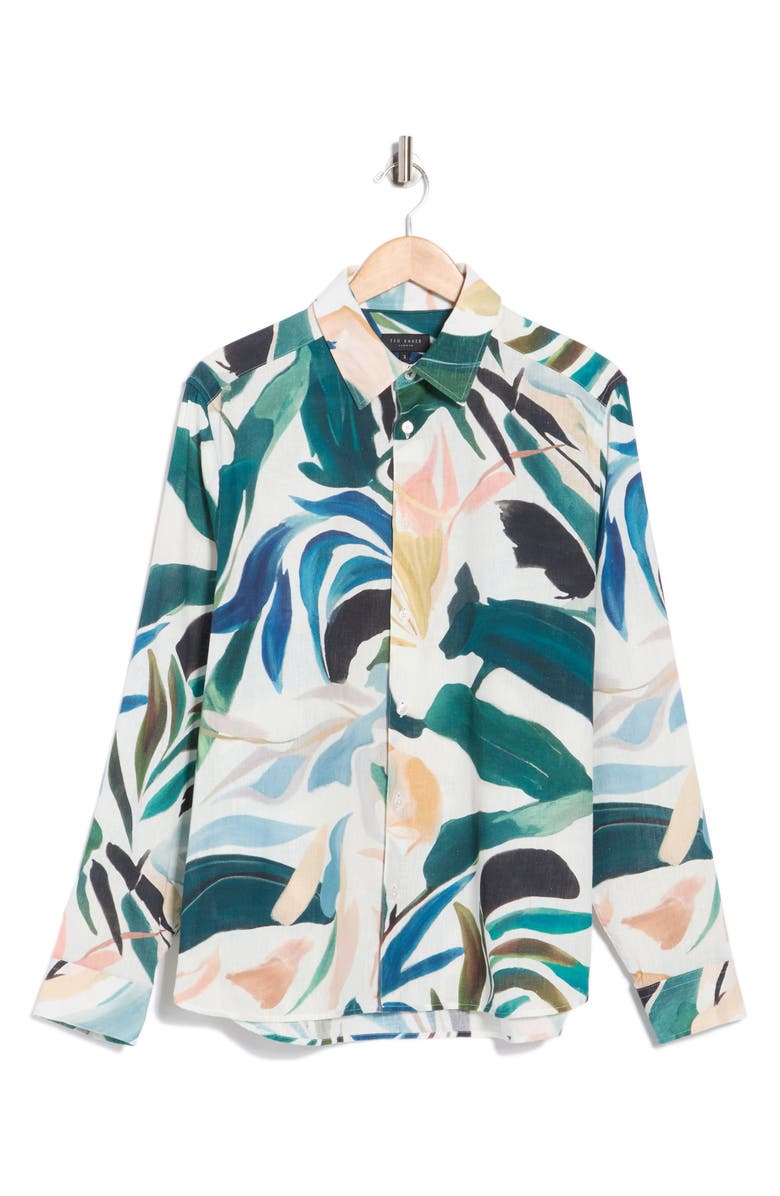 Ted Baker London Roger Cotton & Linen Blend Dress Shirt, Alternate, color, 