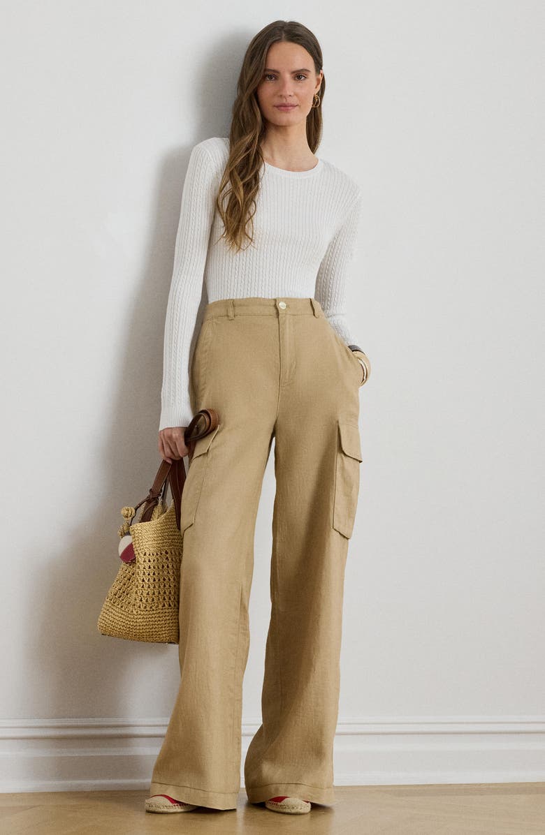 Lauren Ralph Lauren Mini Cable Crewneck Sweater, Alternate, color, White