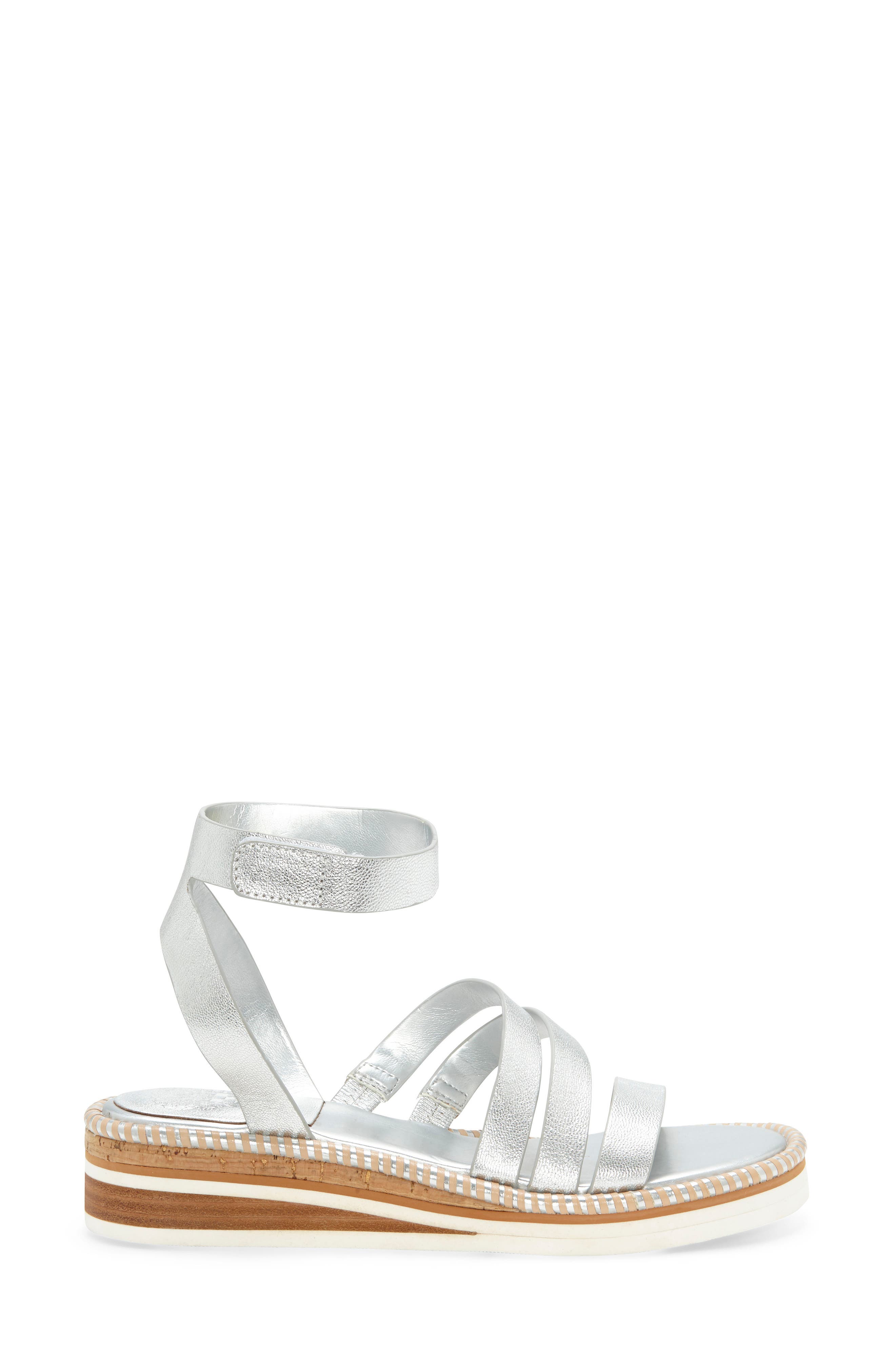 Margreta Ankle Strap Sandal, Alternate, color, SILVER LEATHER
