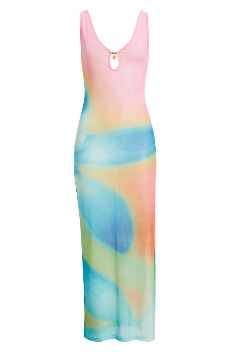 Kulani Kinis Plunge Mesh Maxi Dress, Alternate, color, Afterglow