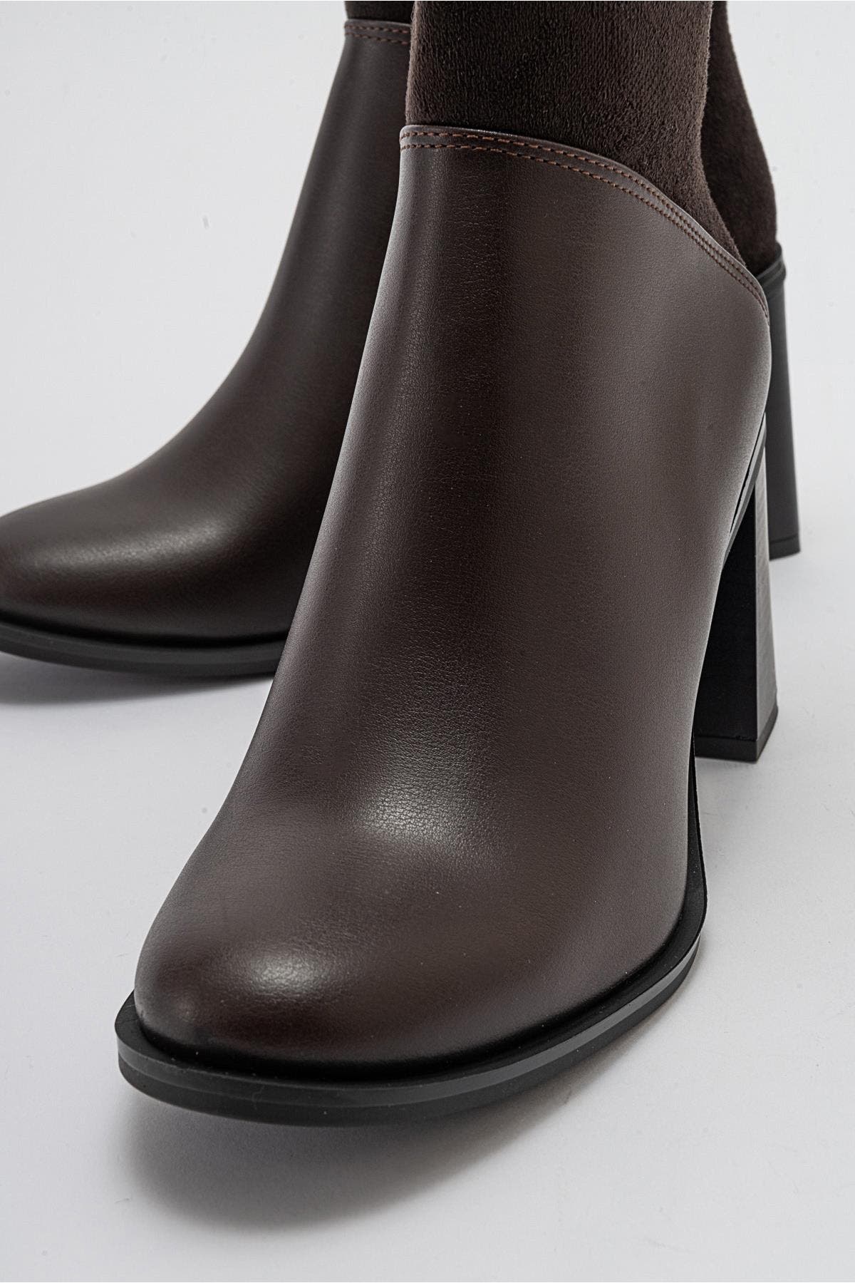 Ropa Block Heel Zip Boot, Alternate, color, Brown Faux Leather
