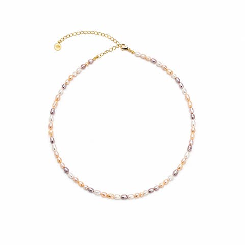 Tri-Color Freshwater Baroque Pearl Choker Necklace