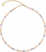 Seven Saints Tri-Color Freshwater Baroque Pearl Choker Necklace