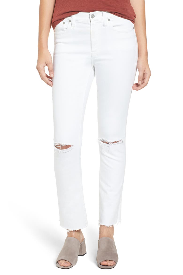 Cali Demi-Boot Jeans: Distressed Edition, Main, color, PURE WHITE