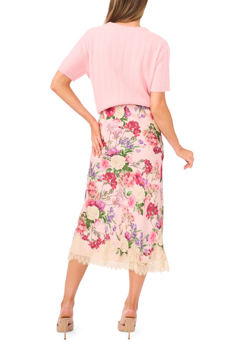 Ted Baker Edith Lace Trim Floral Skirt, Alternate, color, Cloud Pink
