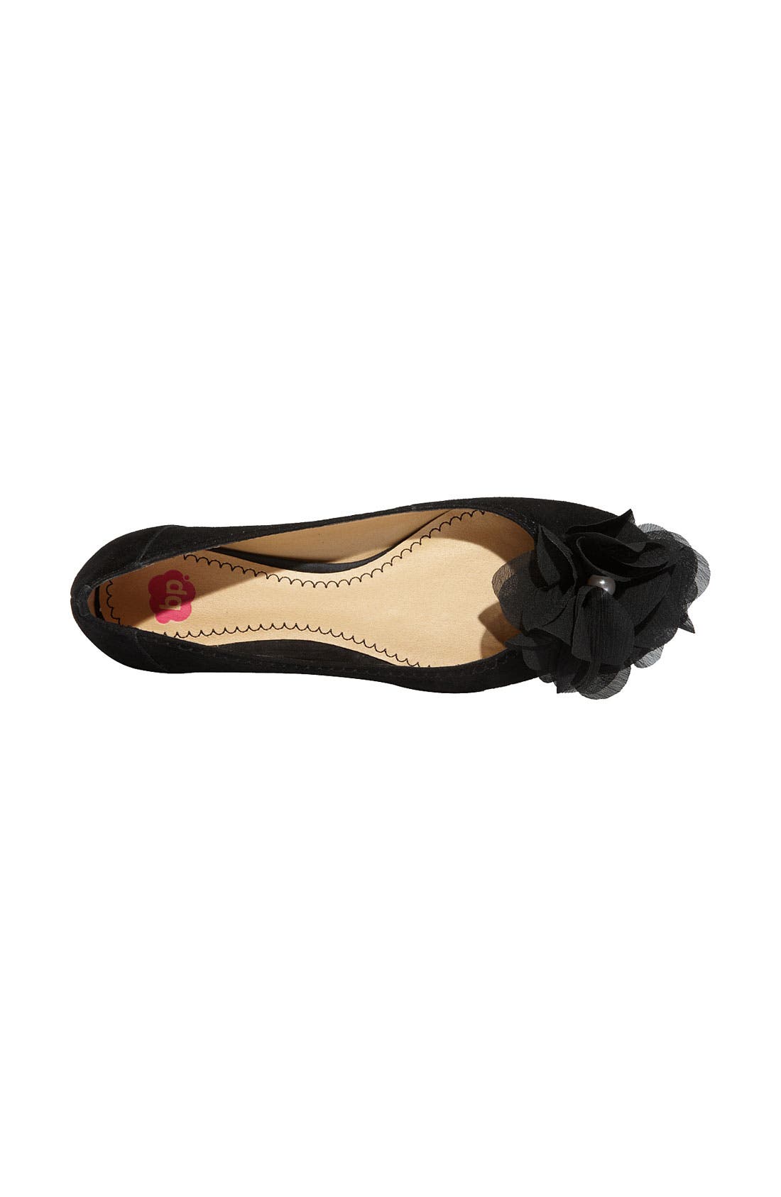 'Romantic' Flat, Alternate, color, BLACK SUEDE