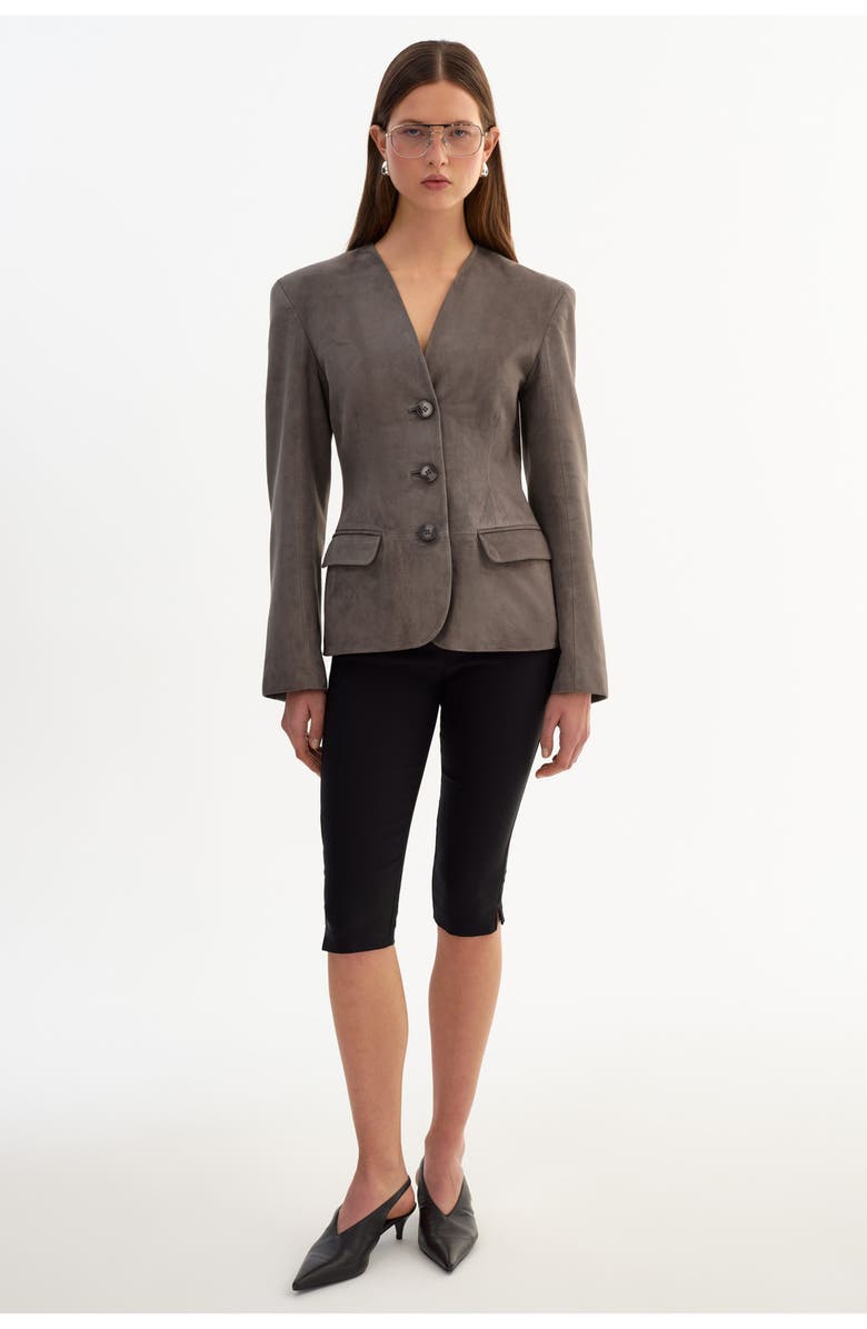 LAMARQUE Abitha | Suede Hourglass Jacket, Alternate, color, Steel Grey