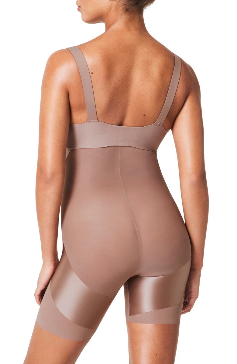 SPANX<sup>®</sup> SPANXshape<sup>™</sup> Satin-X<sup>™</sup> High-Waisted Mid-Thigh Shorts, Alternate, color, Cafe Au Lait