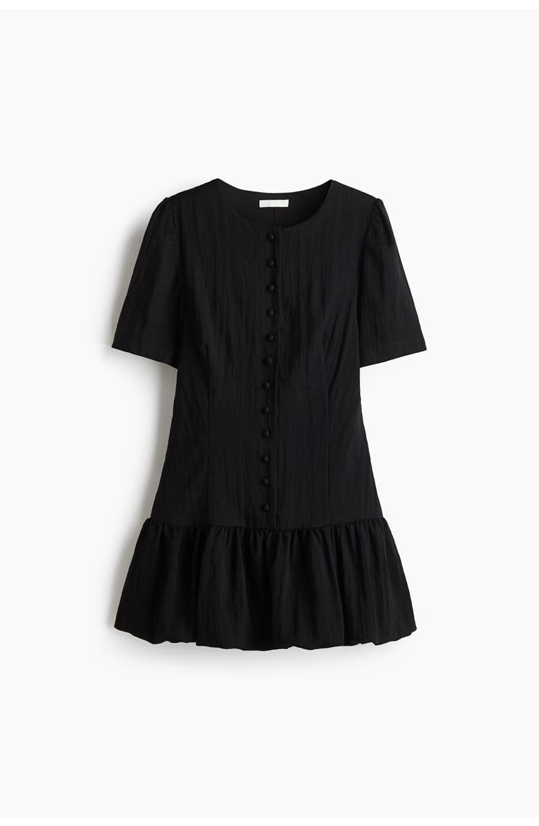 H&M Bubble-hem dress, Alternate, color, Black