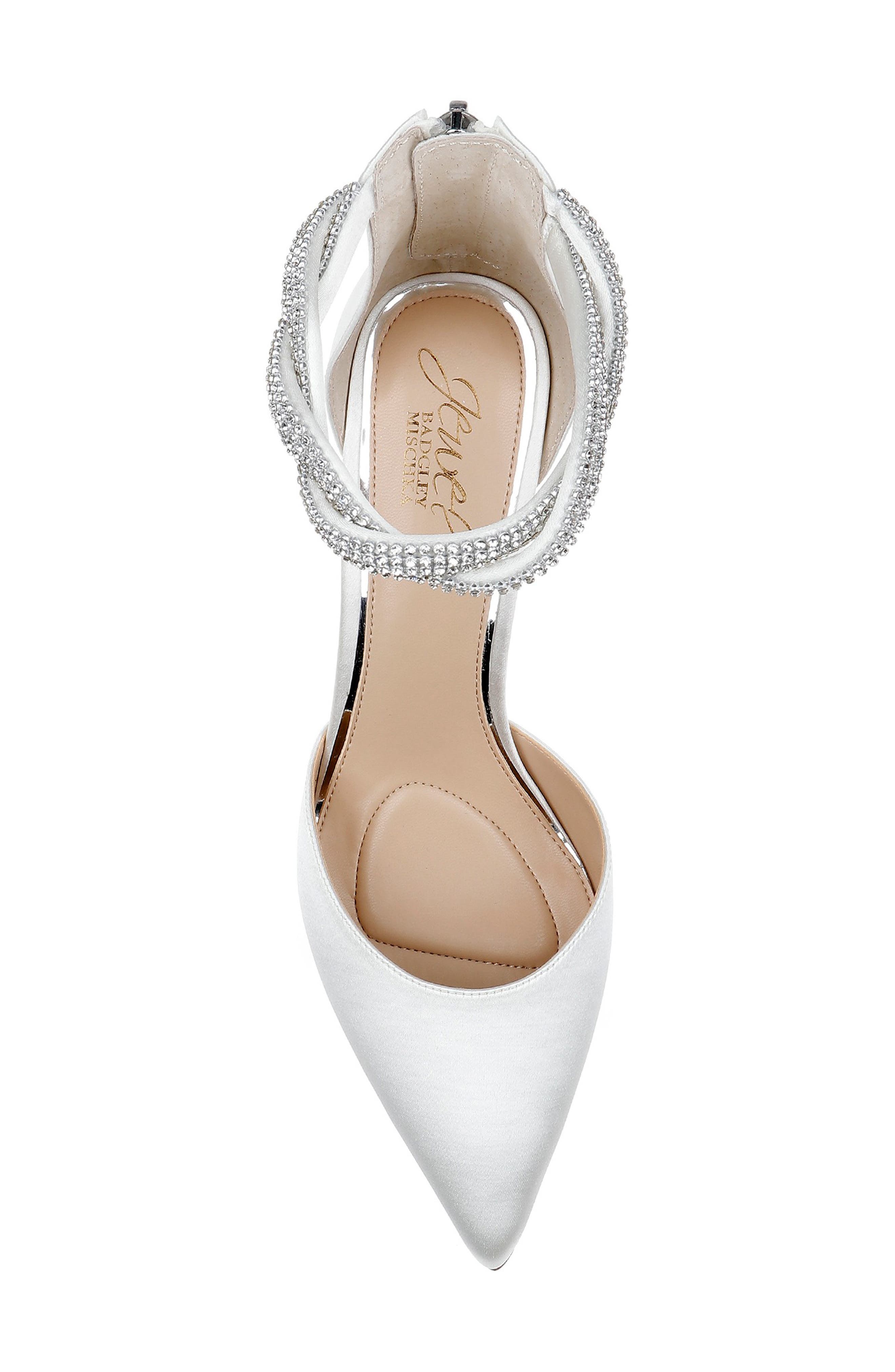 Tinsley Ankle Strap Pointed Toe Pump, Alternate, color, IVORY SATIN