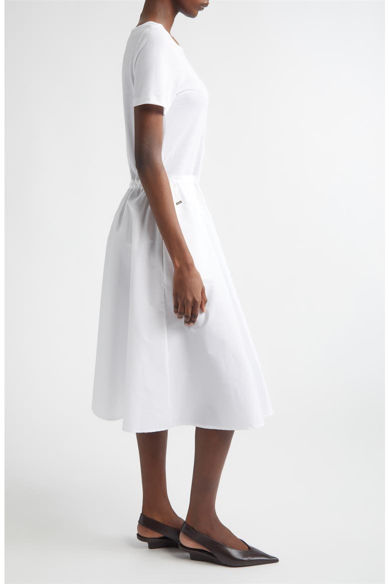 Mixed Media Drawcord Waist Dress, Alternate, color, WHITE