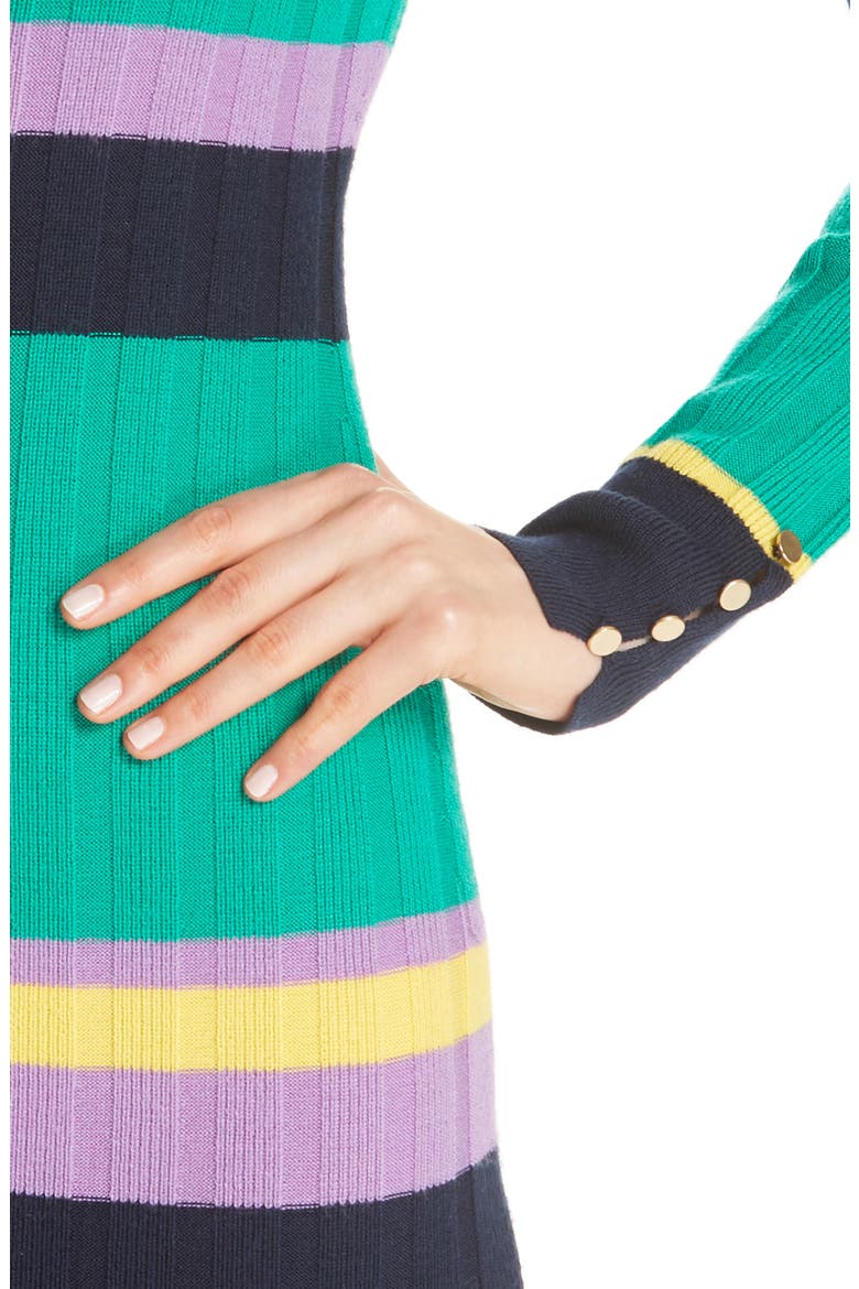Ribbed Stripe Wool Blend Sweater Dress, Alternate, color, NAVY MULTI