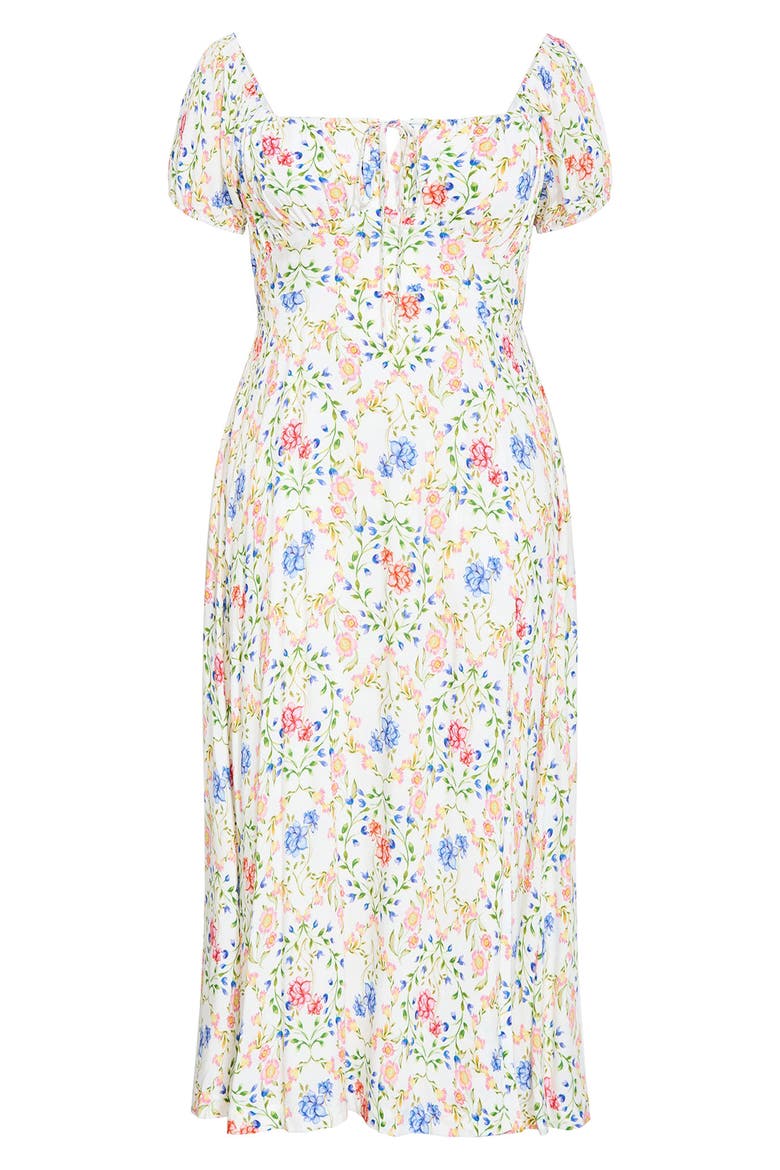 Abbie Floral Print Midi Dress, Alternate, color, COASTAL BOUQUET
