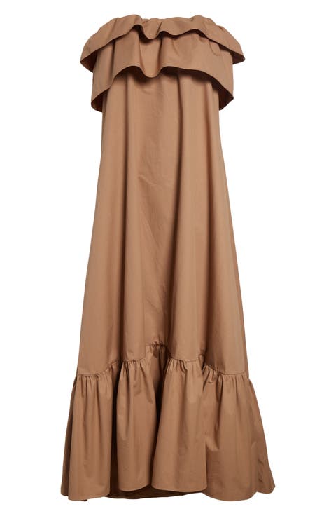 Strapless Ruffle Maxi Dress