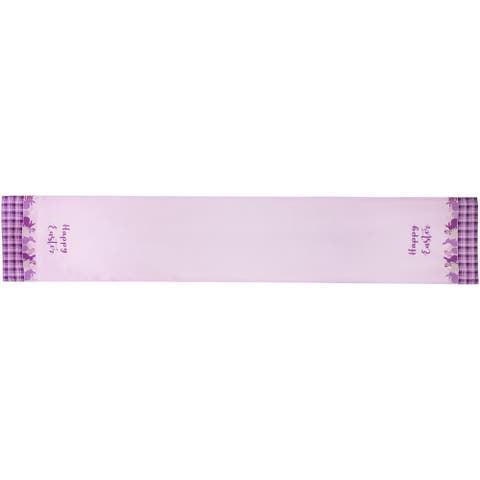 Happy Easter Plaid Table Runner - 72" - Purple