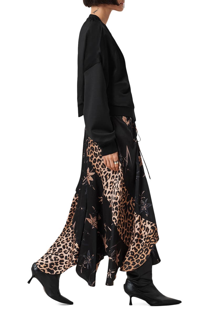 AllSaints Arleen Mixed Print Maxi Skirt, Alternate, color, Petra Black