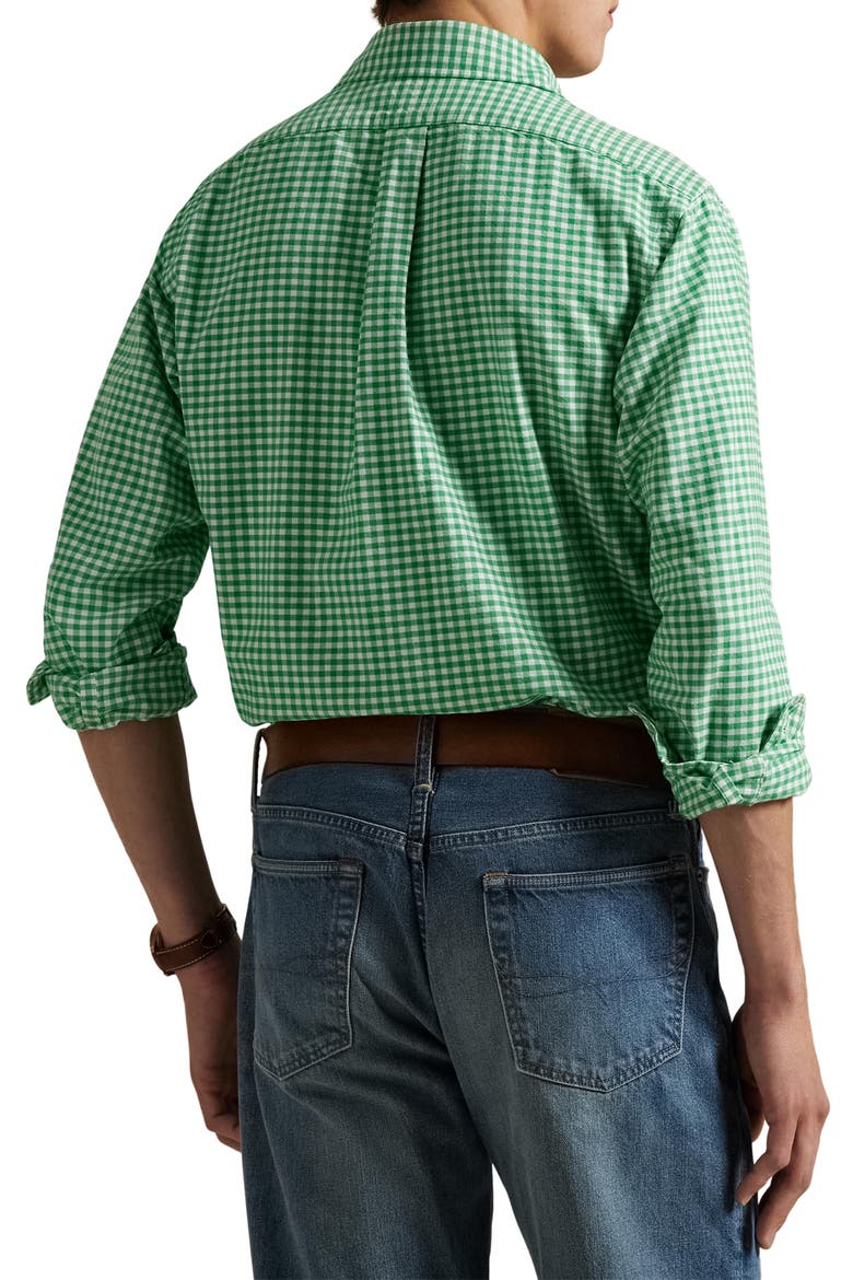 Gingham Classic Fit Oxford Button-Down Shirt, Alternate, color, 4338H SUMMER EMERALD/ WHITE